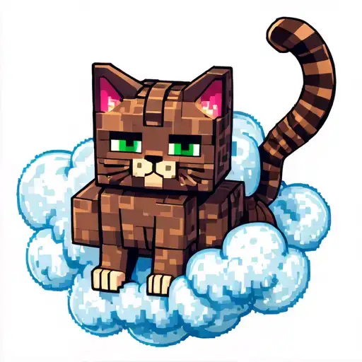 Cartoon Minecraft Cat Cloud Wrap Around Arm