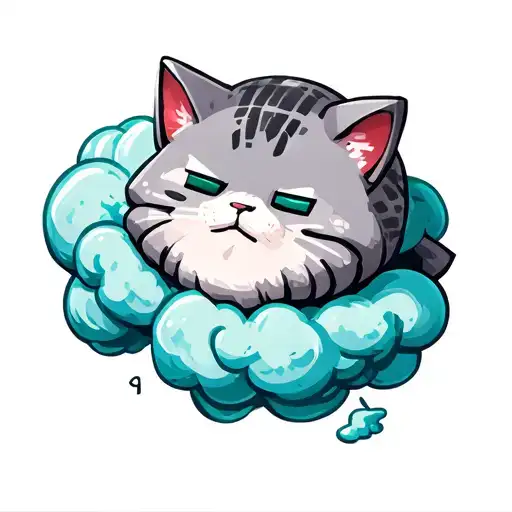 Grey Sleeping Minecraft Cat Cloud Wrap Around