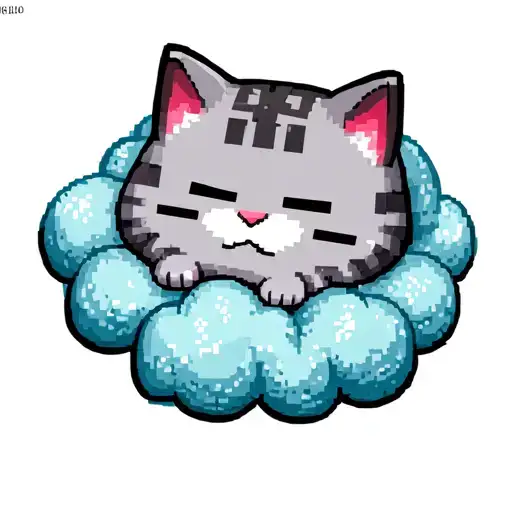 Grey Sleeping Minecraft Cat Cloud Wrap Around