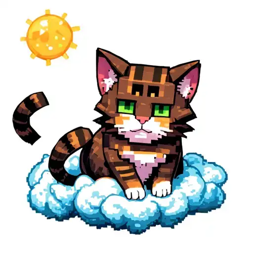 Minecraft Cat Sitting On Wrap Around Cloud Transforming