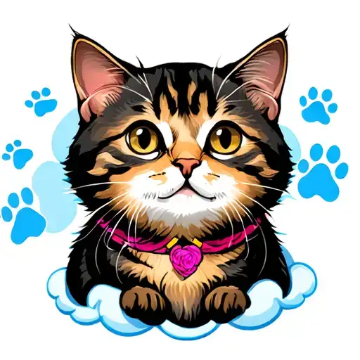 Memorial Cat Tattoo Paw Print Cat On Cloud