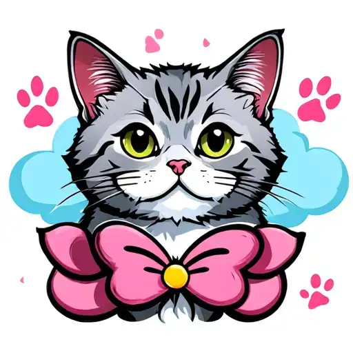 Memorial Grey Cat Tattoo Paw Print Cat On Cloud