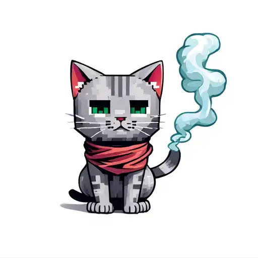 Grey Minecraft Cat Smoke Wrap Around