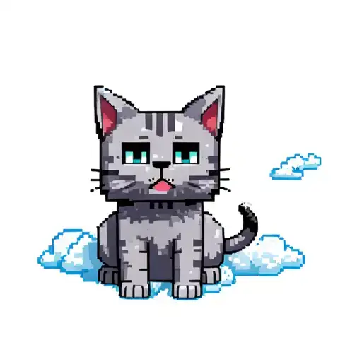 Grey Minecraft Cat Curled On Cloud Filled Sky