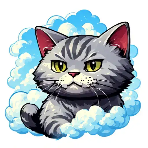 Grey Minecraft Cat Cloud Filled Sky