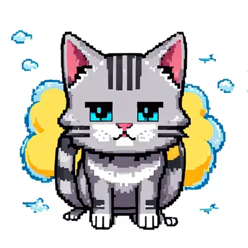 Cute Grey Minecraft Cat Cloud Filled Sky