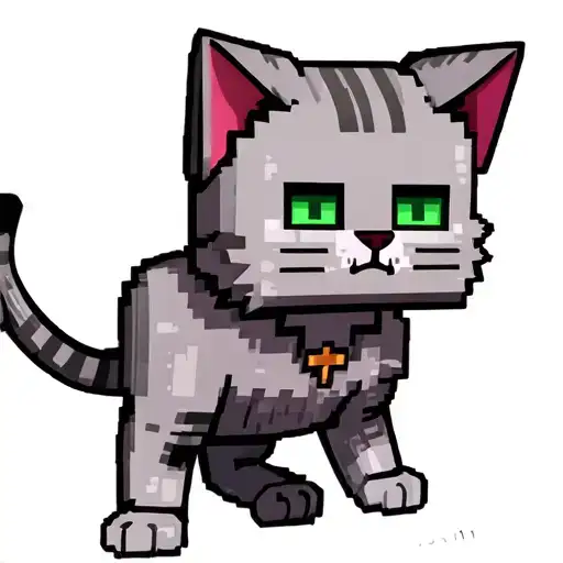 Grey Minecraft Cat
