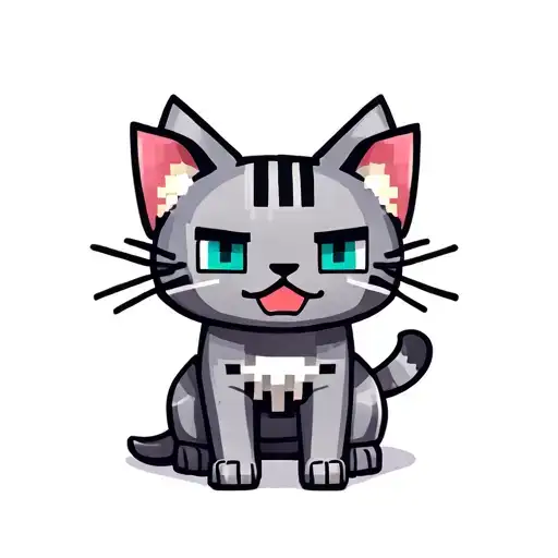 Cute Grey Minecraft Cat
