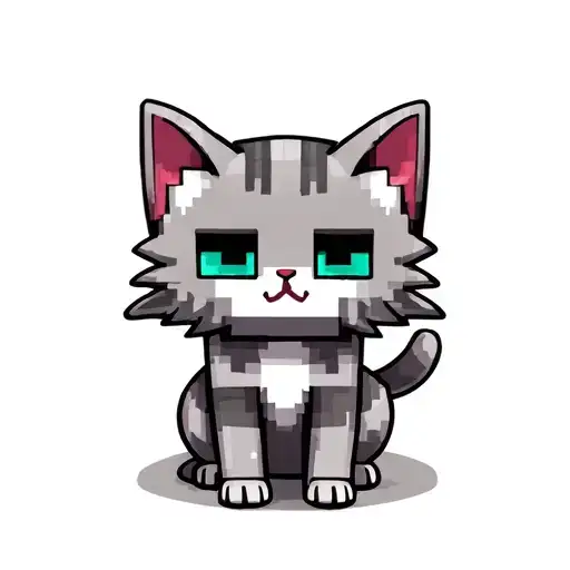 Cute Grey Minecraft Cat