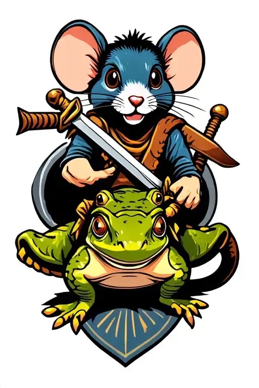 Mouse With A Sword Riding A Toad