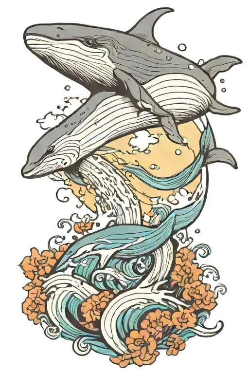 Ocean With Whale Jumping