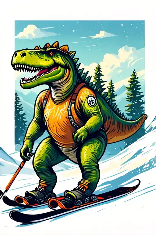 Skiing Dinosaur