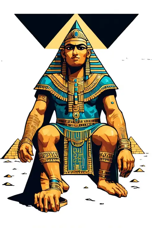 Anubi With Pyramids Behind E
