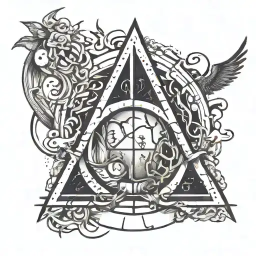 Deathly Hallows Symbol Integrated With Elements Inspired