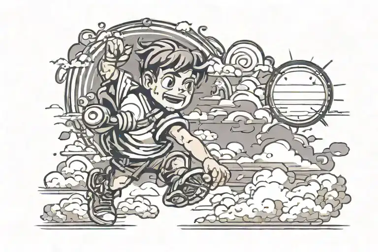 A Boy Pushes Dark Clouds Aside And A Bright Sun Appears