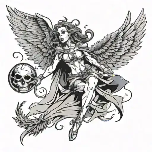 Female Death Angel Flying