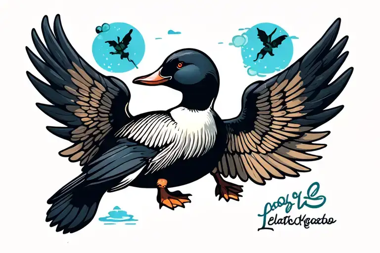 Loon With Wings Spread Wide