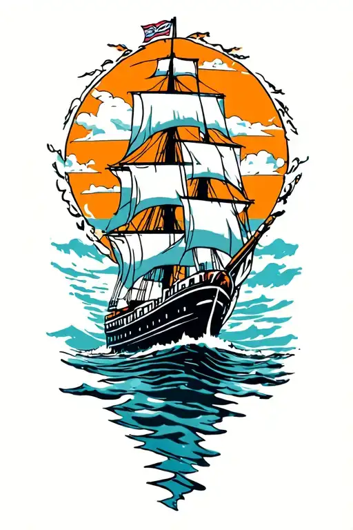 Ship Sailing Through A Sea