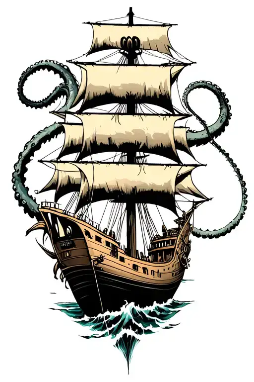 Ship Being Attacked Kraken Emerging
