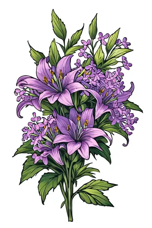 Lilacs And Stargazer Lilys