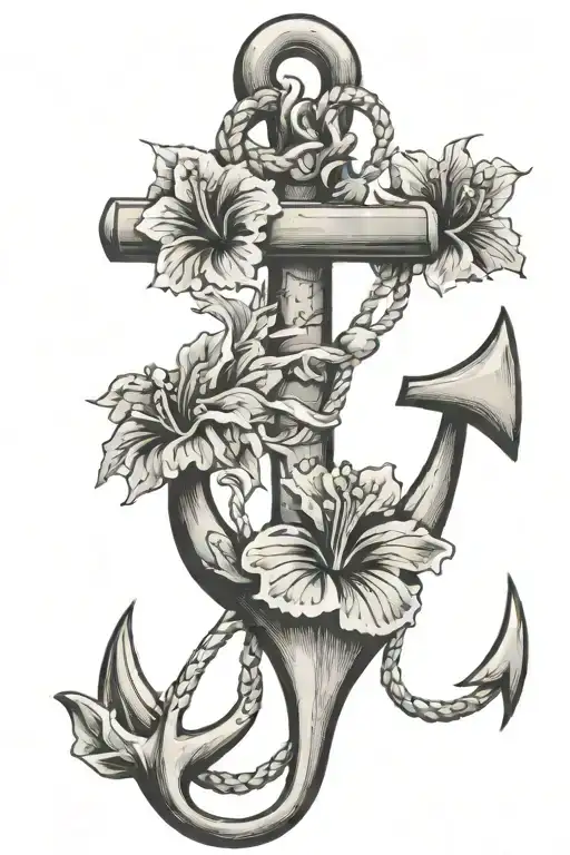 Anchor With Hibiscus Flower