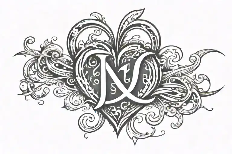 The Letter J And C Infinity Symbol Heart Beat Line