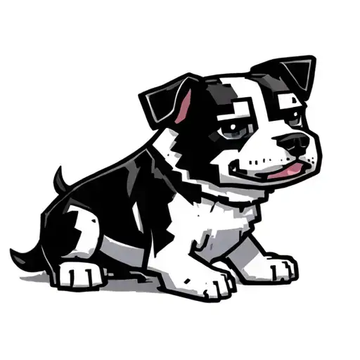 Black And White Minecraft Dog Sitting