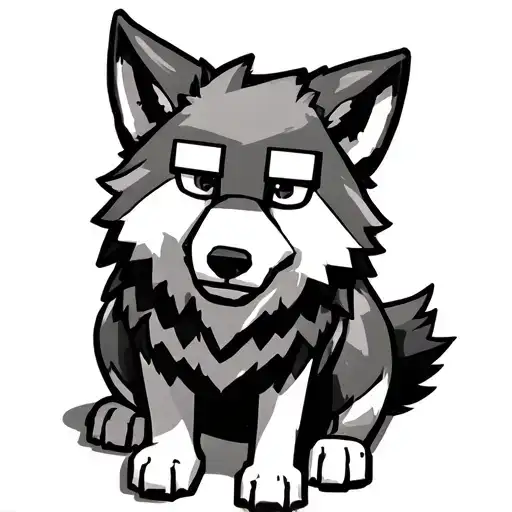 Black And White Minecraft Wolf Sitting
