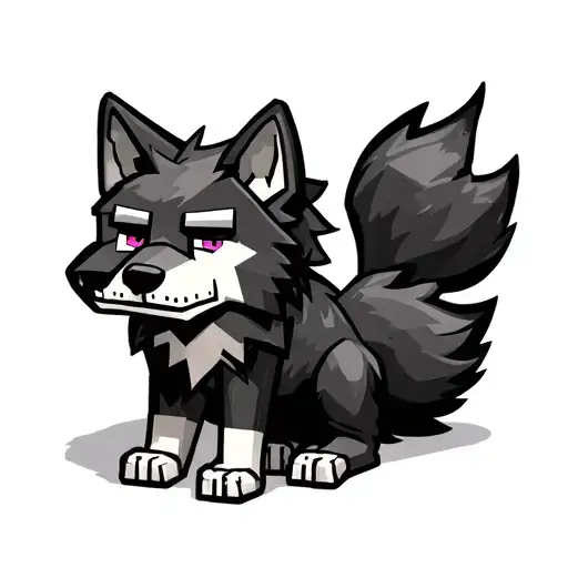 Black Minecraft Wolf Sitting
