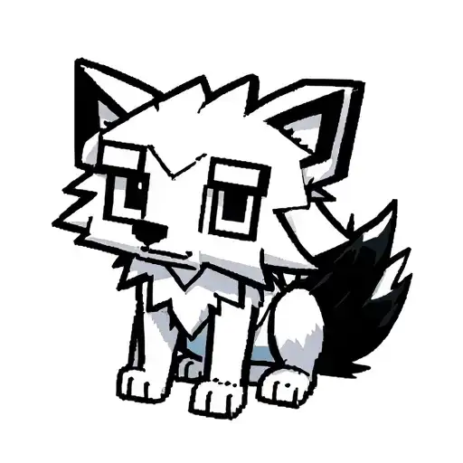Cute Girly Minecraft Wolf Sitting Black