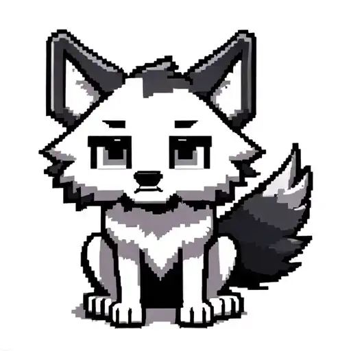 Cute Girly Minecraft Wolf Sitting Black