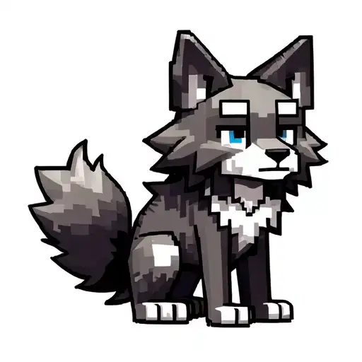 Girly Cute Minecraft Wolf Sitting Black