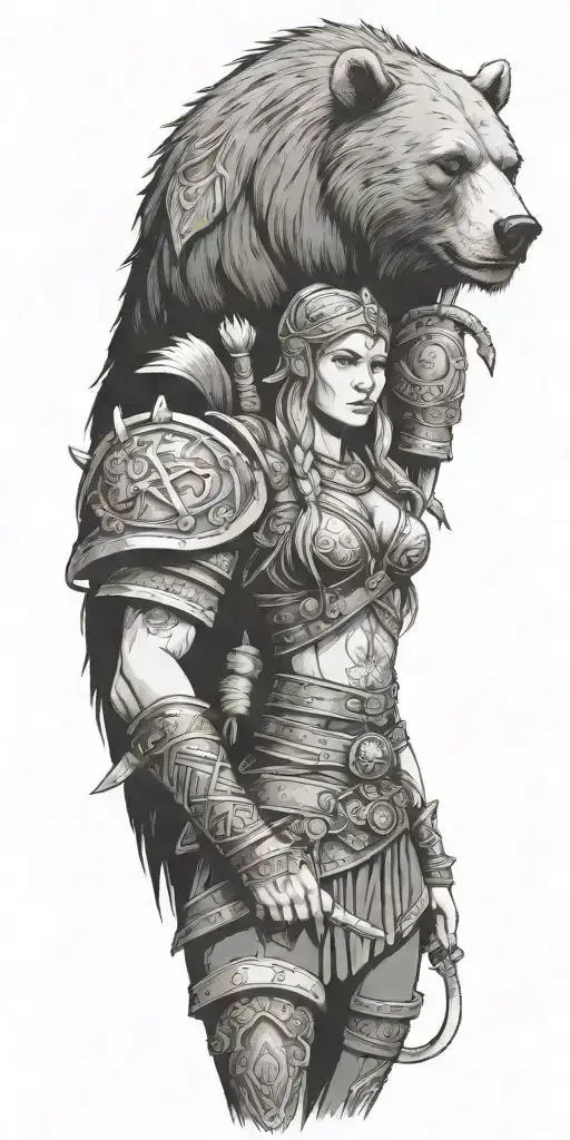 Bear And Viking Female Warrior