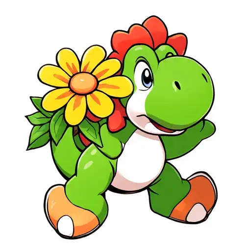 Yoshi With Flowers Cute