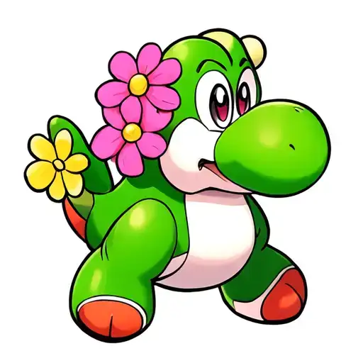 Yoshi With Flowers Cute