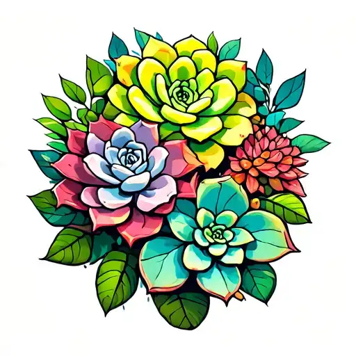 Colorful Succulent Plants Intertwined Vines