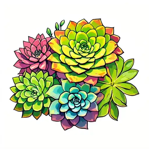 Colorful Succulents Intertwined