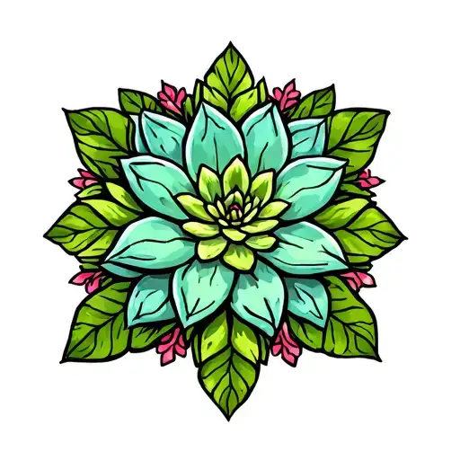 Mandala With Succulents Intertwined