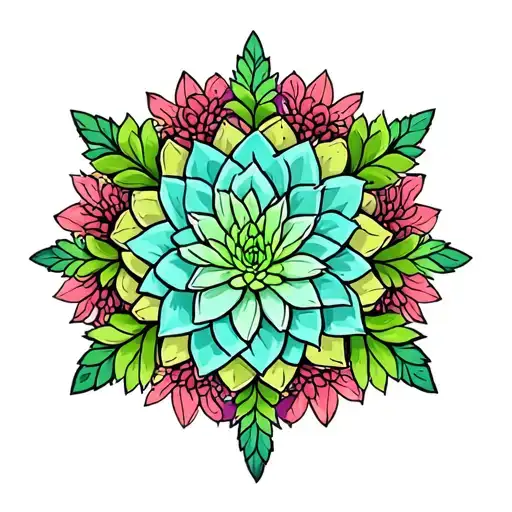 Mandala With Succulents Intertwined