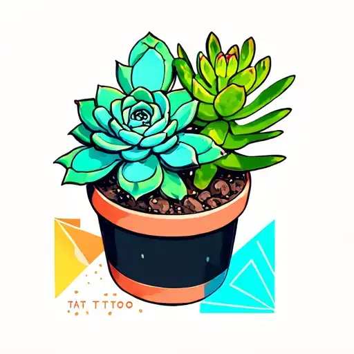 Collage Featuring Succulents And Geometric Shapes
