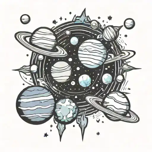 Outer Space With Planets Orbiting