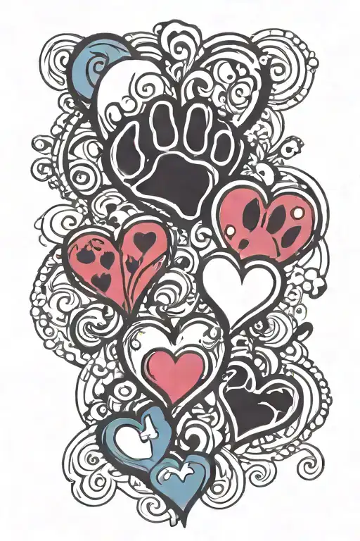 Paw Print And Hearts Honoring Veterinarian