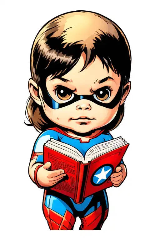 Baby Marvel Characters Being Read To By Stan Lee Upper Arm