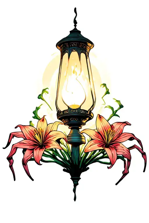 Glowing Lanturn Surrounded By Spider Lilies