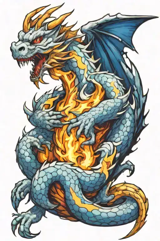 A White Dragon With Blue Fire