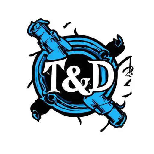 T&d Logo With Back -Black Center That Is Black And Silked Blue Color