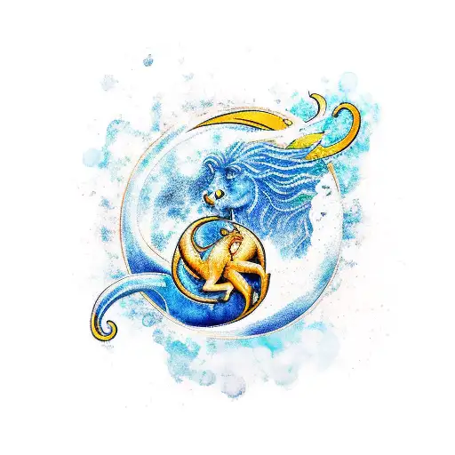 Aquarius Sign Pouring Water On Aries Sign