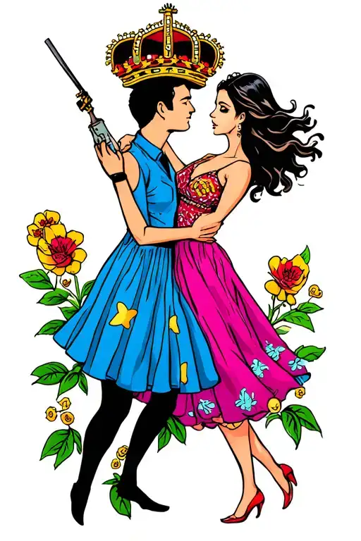 Couple Tattoo From Spain And Usa Country Outline