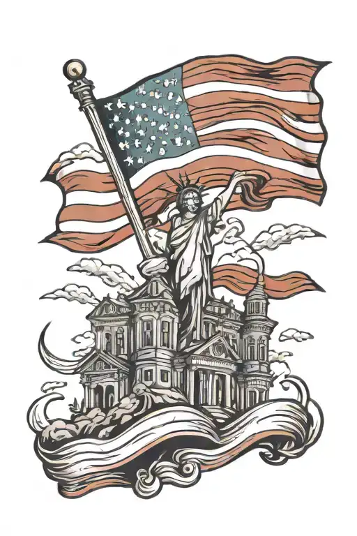 American Flag Waving