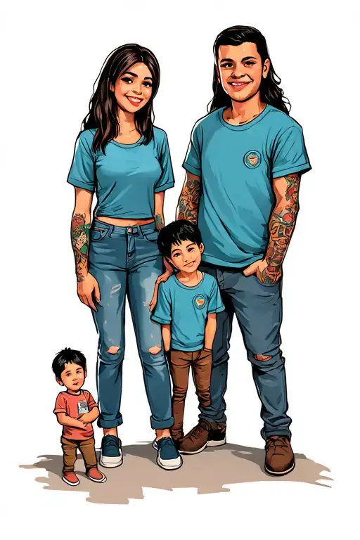 Family With Two Male And Female Children